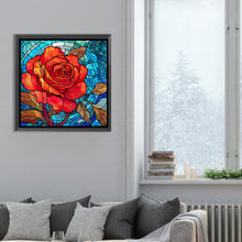 Load image into Gallery viewer, Diamond Painting - Full Round - glass art red rose flower (30*30CM)
