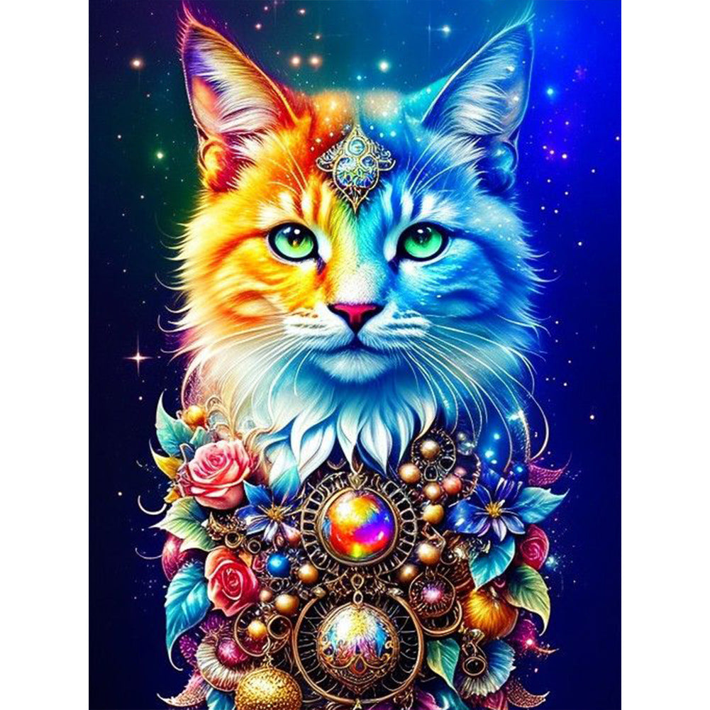 Diamond Painting - Full Round - Colorful gem cat (30*40CM)
