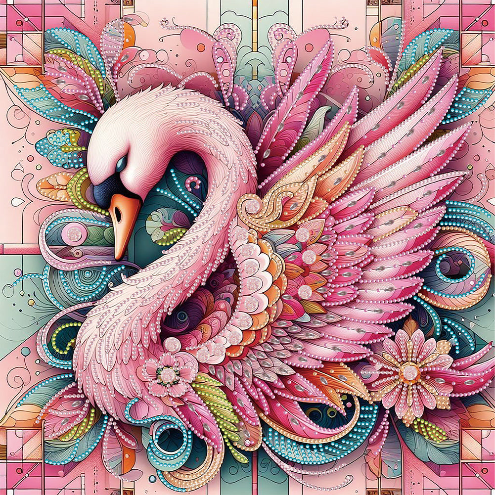 Diamond Painting - Full Round - pink swan (40*40CM)