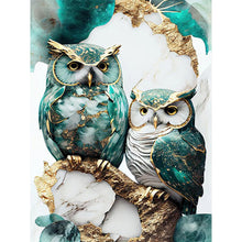 Load image into Gallery viewer, Diamond Painting - Full Round - blue and white owl (30*40CM)
