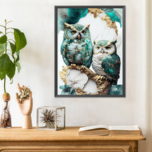 Load image into Gallery viewer, Diamond Painting - Full Round - blue and white owl (30*40CM)
