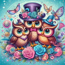 Load image into Gallery viewer, Diamond Painting - Full Round - three owls (30*30CM)

