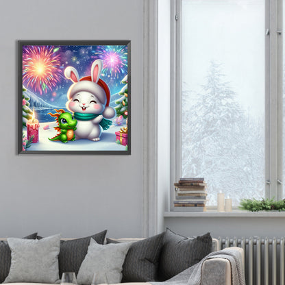 Diamond Painting - Full Round - Dragon and Rabbit (30*30CM)