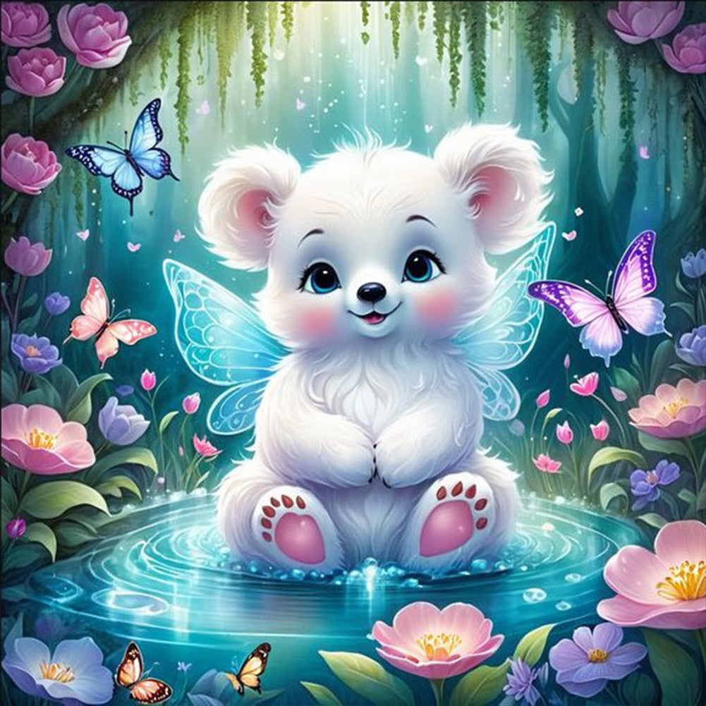 Diamond Painting - Full Round - Garden Butterfly Bear (30*30CM)