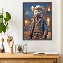 Load image into Gallery viewer, Diamond Painting - Full Round - Handsome western cowboy kitten (30*40CM)
