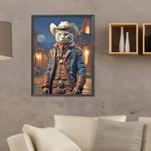 Load image into Gallery viewer, Diamond Painting - Full Round - Handsome western cowboy kitten (30*40CM)
