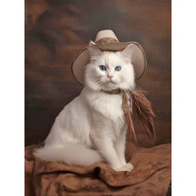 Load image into Gallery viewer, Diamond Painting - Full Round - Western handsome cowboy white cat (30*40CM)

