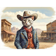 Load image into Gallery viewer, Diamond Painting - Full Round - Handsome western cowboy kitten (40*30CM)
