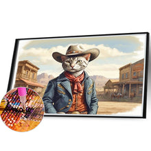 Load image into Gallery viewer, Diamond Painting - Full Round - Handsome western cowboy kitten (40*30CM)
