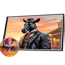 Load image into Gallery viewer, Diamond Painting - Full Round - Handsome western cowboy dark horse (40*30CM)
