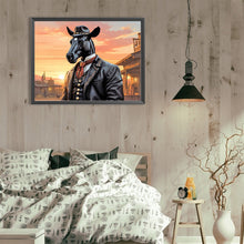 Load image into Gallery viewer, Diamond Painting - Full Round - Handsome western cowboy dark horse (40*30CM)
