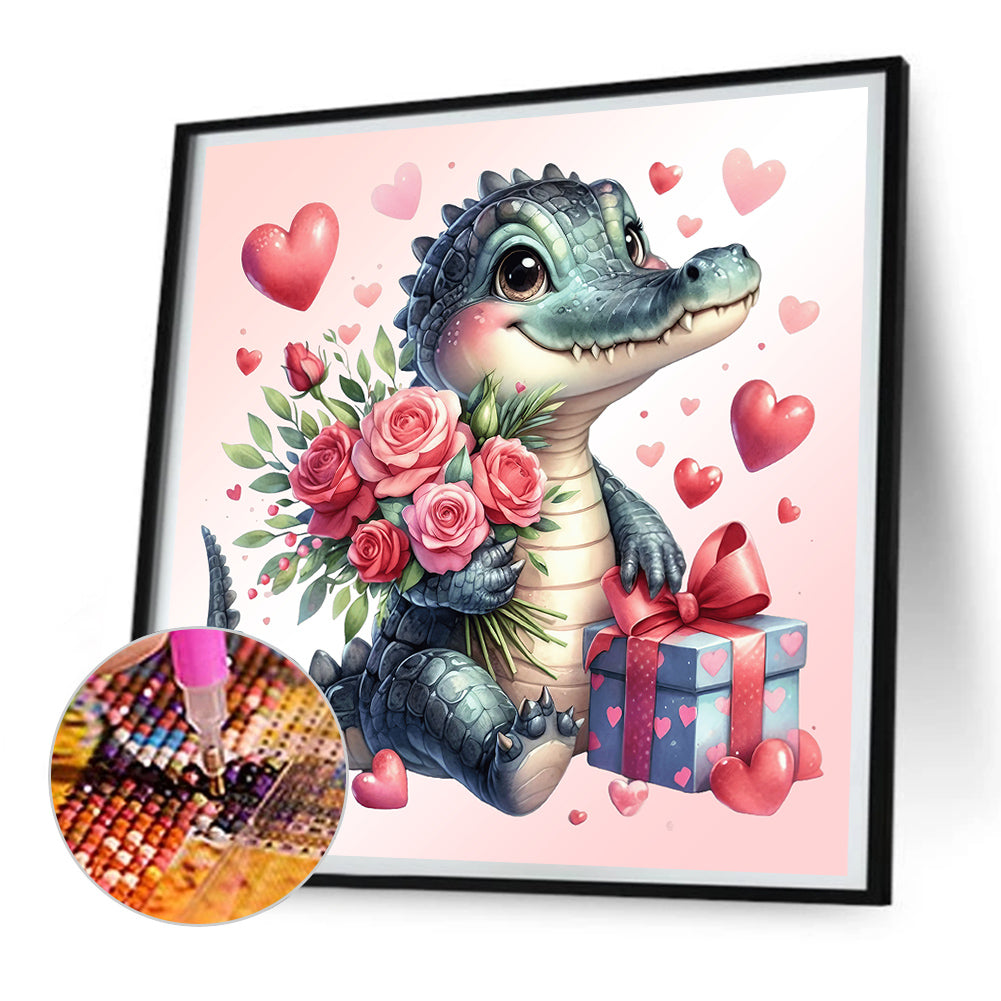 Diamond Painting - Full Round - love rose crocodile (30*30CM)