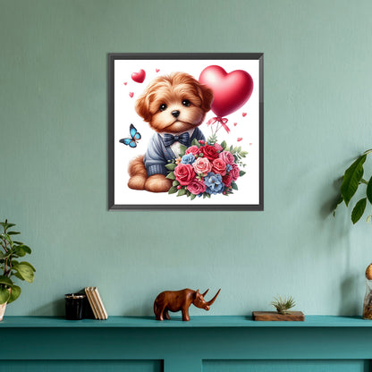 Diamond Painting - Full Round - Love rose suit dog (30*30CM)