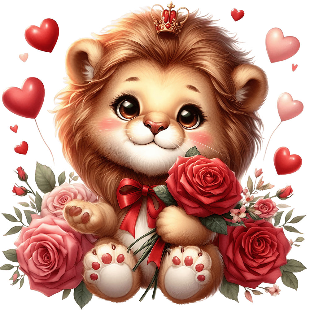 Diamond Painting - Full Round - love rose lion (30*30CM)