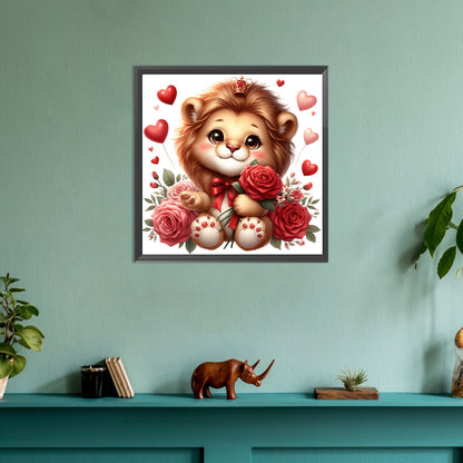 Diamond Painting - Full Round - love rose lion (30*30CM)