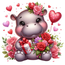 Load image into Gallery viewer, Diamond Painting - Full Round - love rose hippopotamus (30*30CM)
