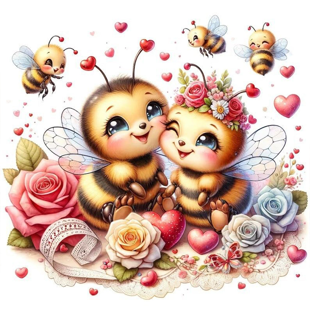 Diamond Painting - Full Round - love rose bee (30*30CM)