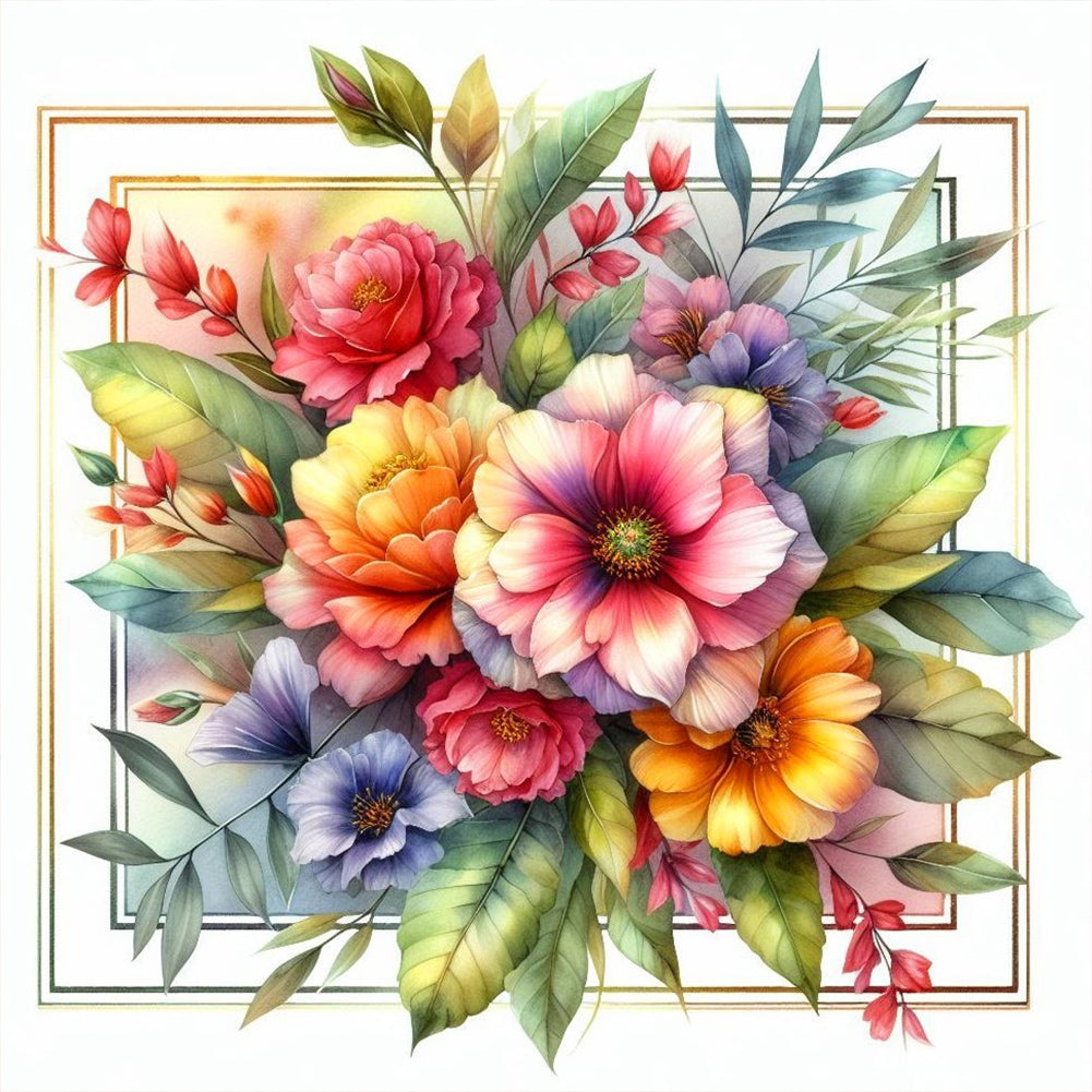 Diamond Painting - Full Round - Flowers overflowing the frame (30*30CM)