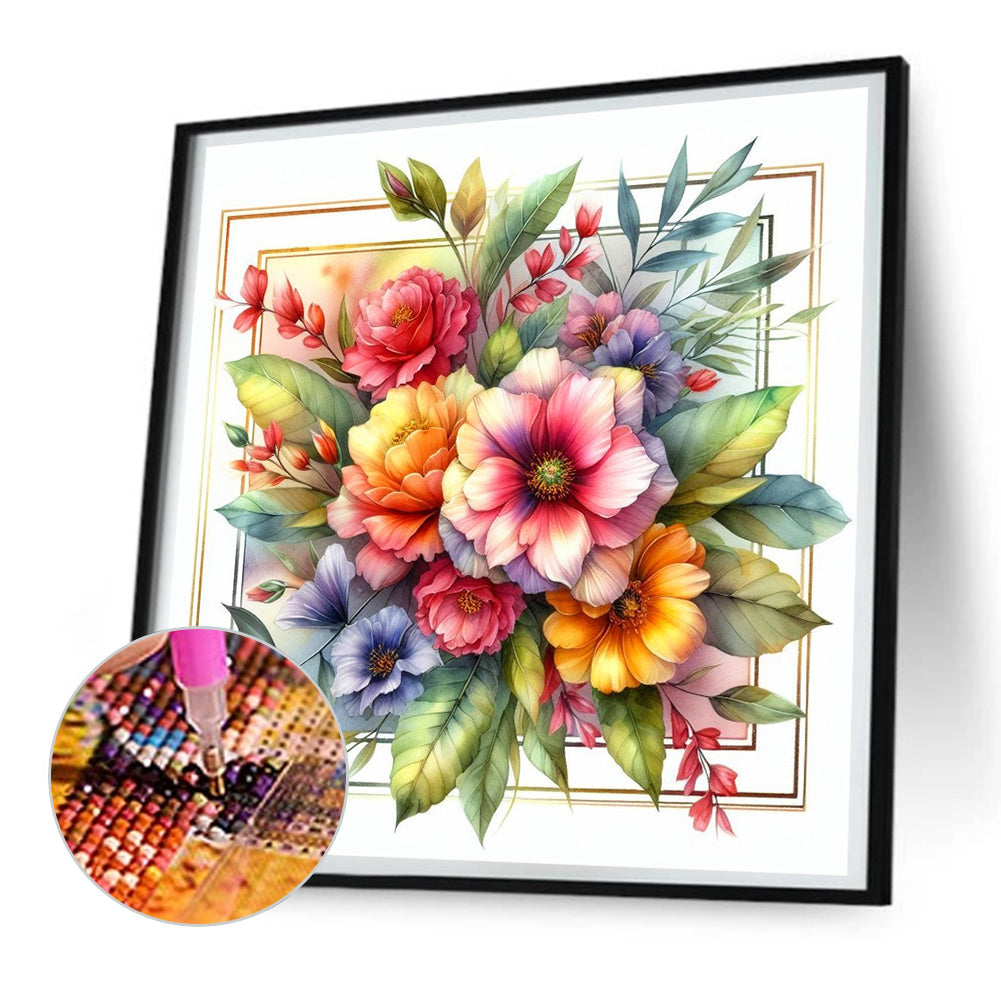 Diamond Painting - Full Round - Flowers overflowing the frame (30*30CM)