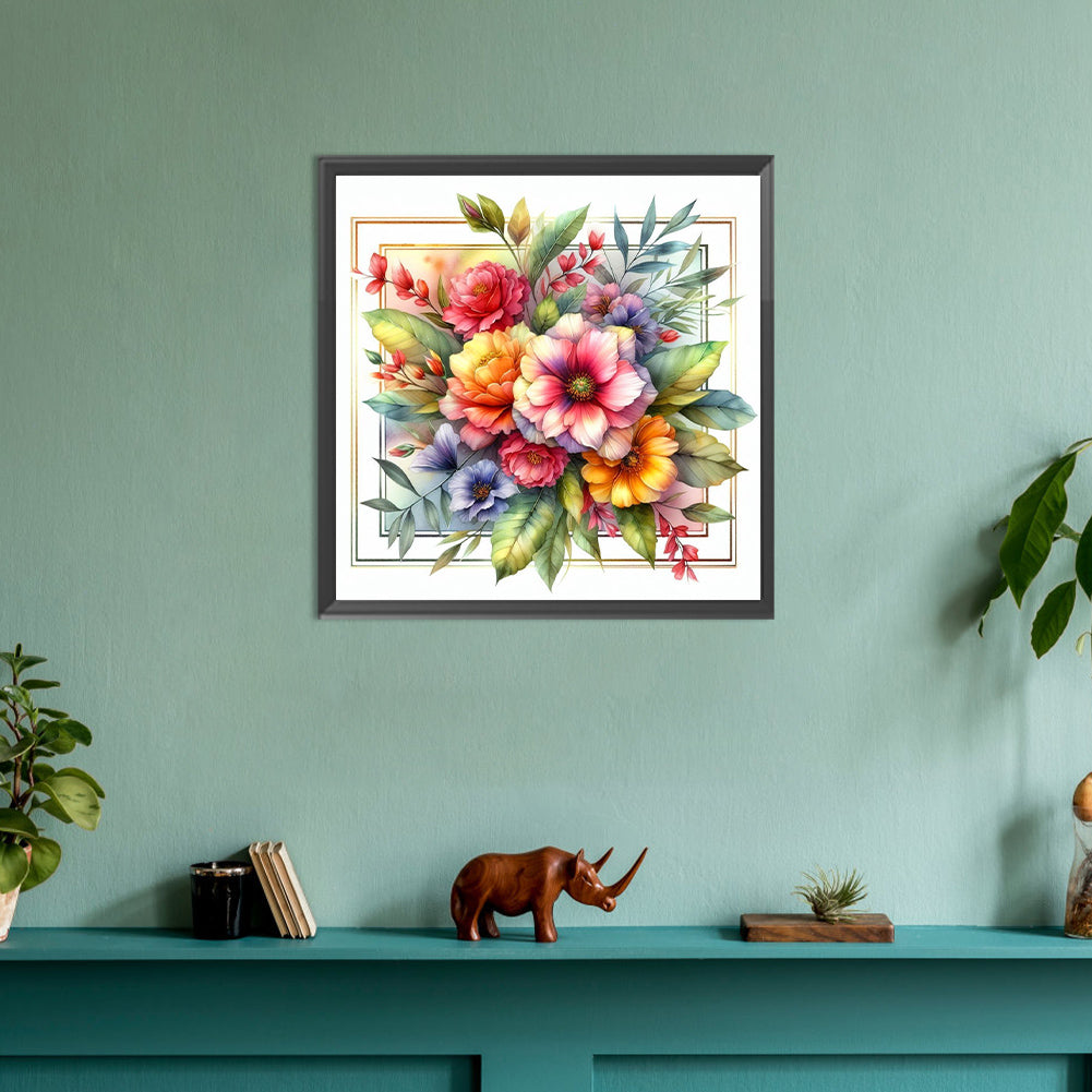 Diamond Painting - Full Round - Flowers overflowing the frame (30*30CM)