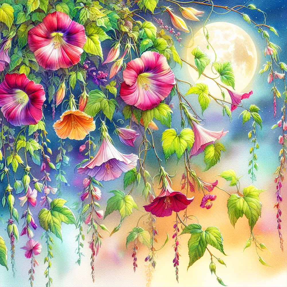 Diamond Painting - Full Round - flowers under the moon (30*30CM)