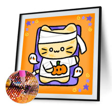 Load image into Gallery viewer, AB Diamond Painting - Full Round - halloween kitten (30*30CM)
