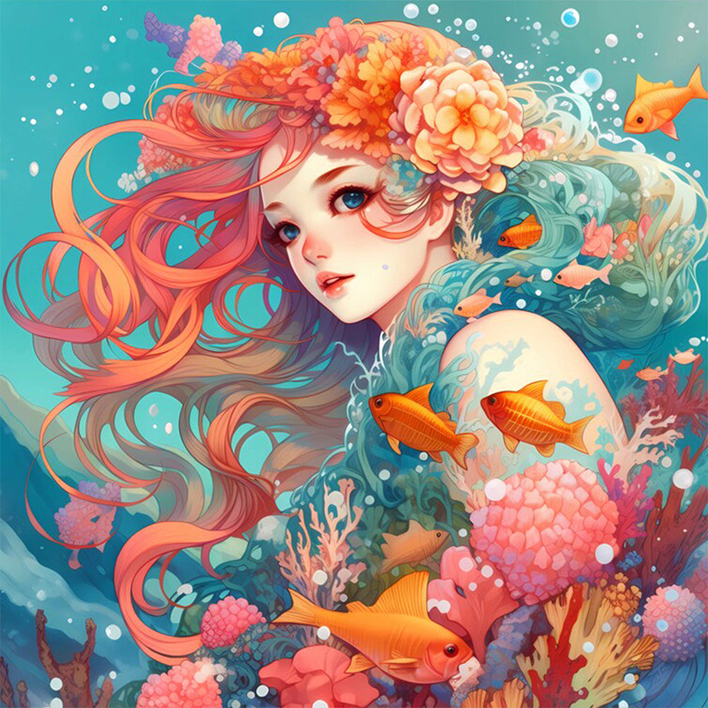 AB Diamond Painting - Full Round - Mermaid girl (40*40CM)