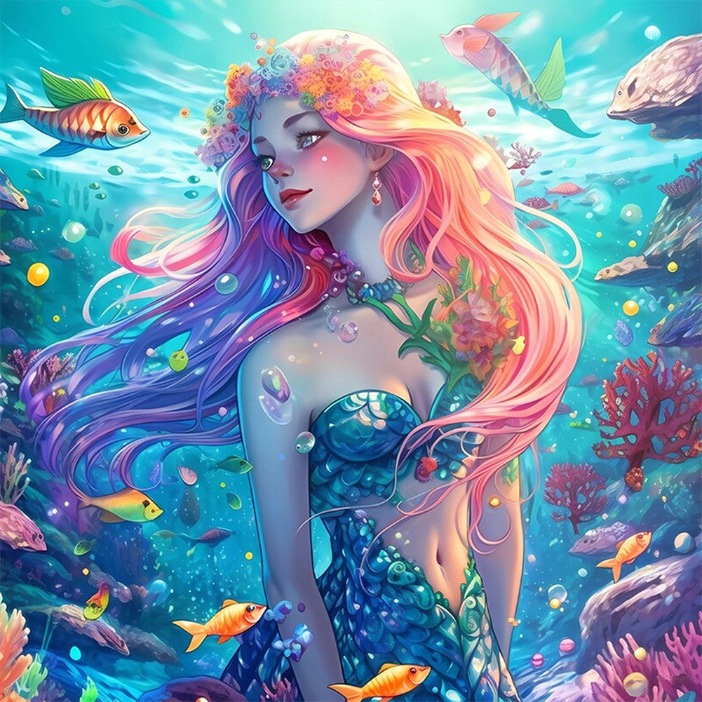 AB Diamond Painting - Full Round - Mermaid girl (40*40CM)