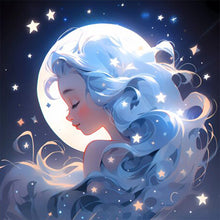 Load image into Gallery viewer, AB Diamond Painting - Full Round - Stars, Moon and Silver-Haired Girl (40*40CM)
