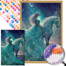Load image into Gallery viewer, AB Diamond Painting - Full Round - Horse and princess under the starry sky (40*60CM)
