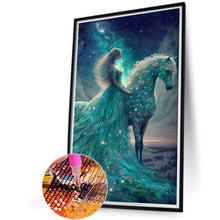 Load image into Gallery viewer, AB Diamond Painting - Full Round - Horse and princess under the starry sky (40*60CM)
