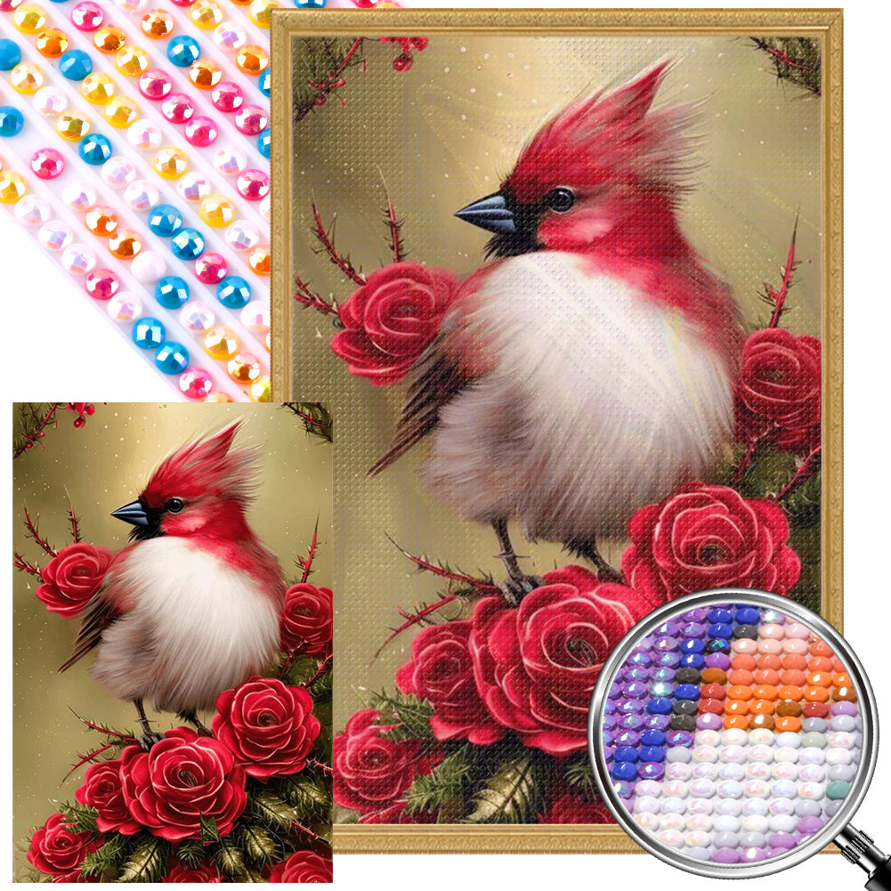 AB Diamond Painting - Full Round - cardinal on flower branch (40*60CM)