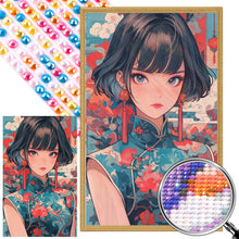 Load image into Gallery viewer, AB Diamond Painting - Full Round - Short hair cheongsam girl (40*65CM)
