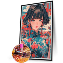Load image into Gallery viewer, AB Diamond Painting - Full Round - Short hair cheongsam girl (40*65CM)

