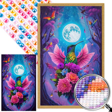 Load image into Gallery viewer, AB Diamond Painting - Full Round - Hummingbird and flowers under moon (40*65CM)

