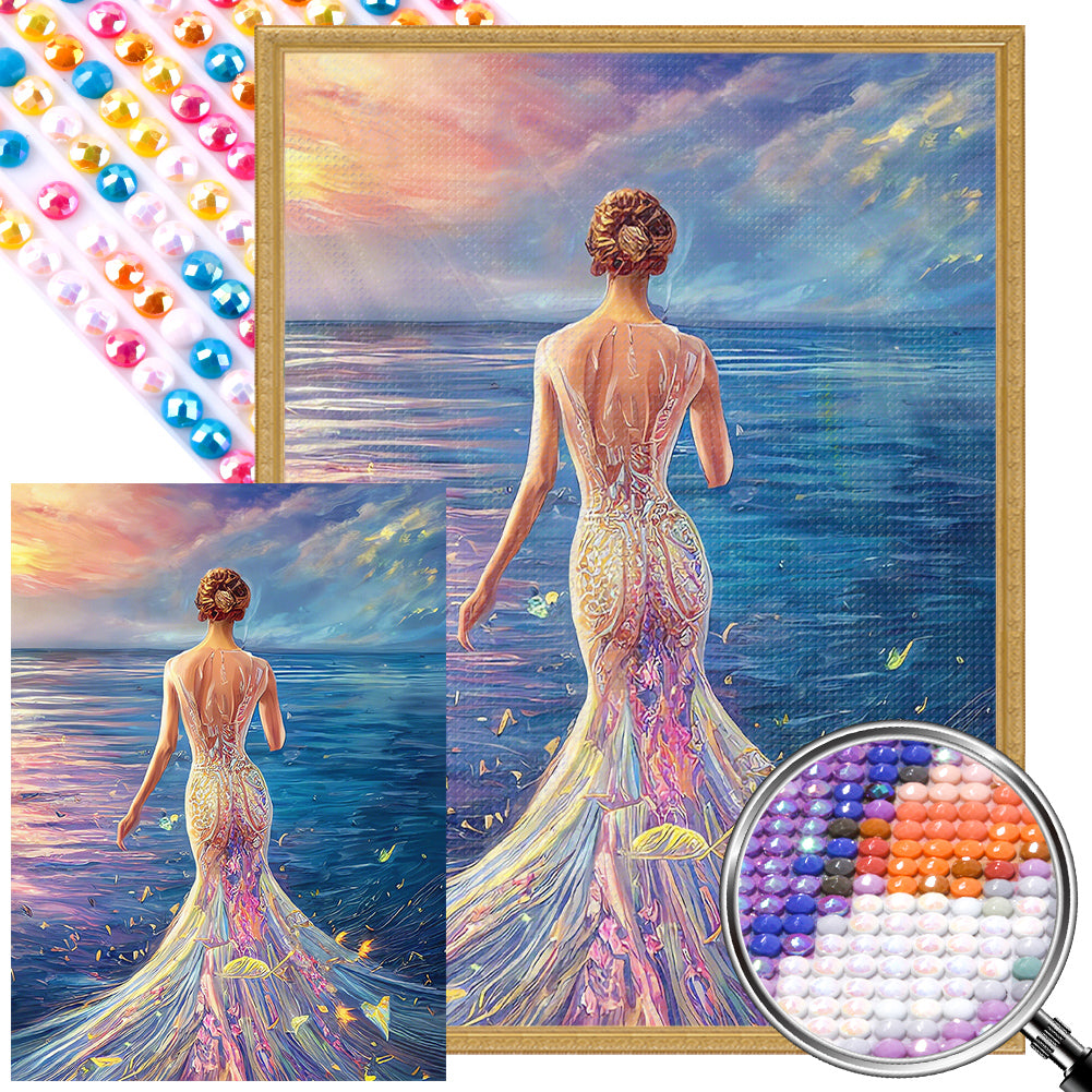 AB Diamond Painting - Full Round - Princess in seaside fishtail skirt (40*55CM)