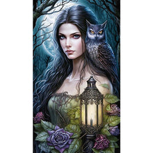 Load image into Gallery viewer, AB Diamond Painting - Full Round - The Lady with the Lamp and the Owl (40*70CM)
