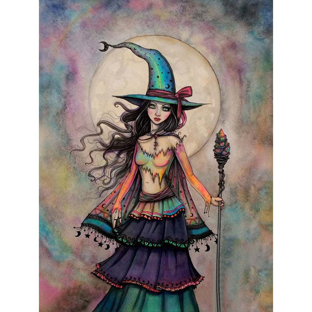 Diamond Painting - Full Round - Witch under the moon (30*40CM)
