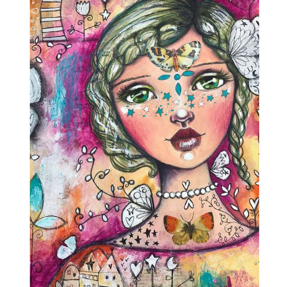 Diamond Painting - Full Round - pencil drawing girl (40*50CM)