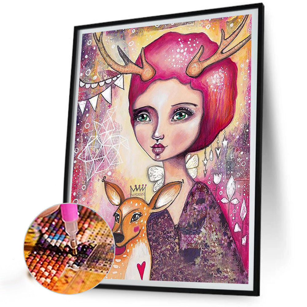 Diamond Painting - Full Round - pencil drawing girl (40*50CM)