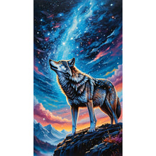 Load image into Gallery viewer, Diamond Painting - Full Round - Wolf under the night sky (40*70CM)
