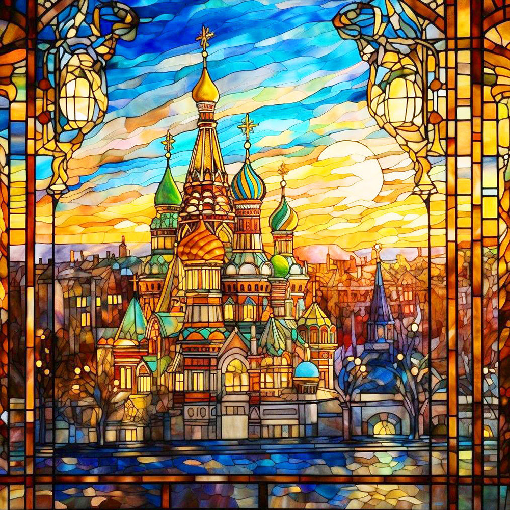 Diamond Painting - Full Round - glass art colorful castle (30*30CM)