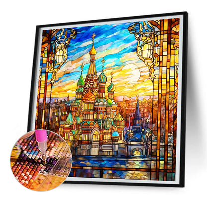 Diamond Painting - Full Round - glass art colorful castle (30*30CM)