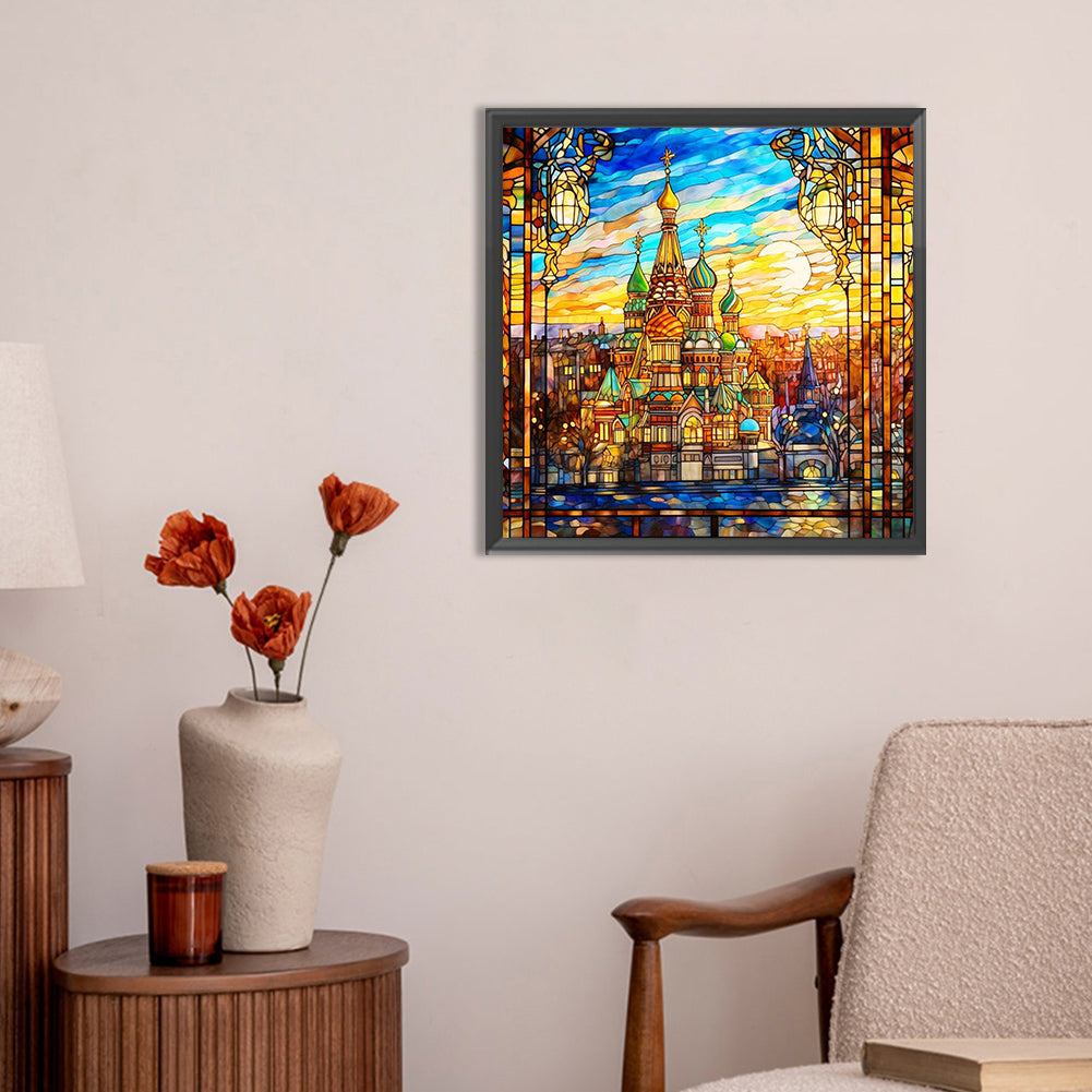 Diamond Painting - Full Round - glass art colorful castle (30*30CM)