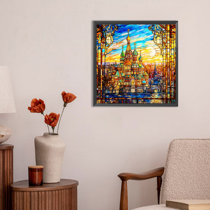 Diamond Painting - Full Round - glass art colorful castle (30*30CM)