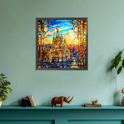 Diamond Painting - Full Round - glass art colorful castle (30*30CM)