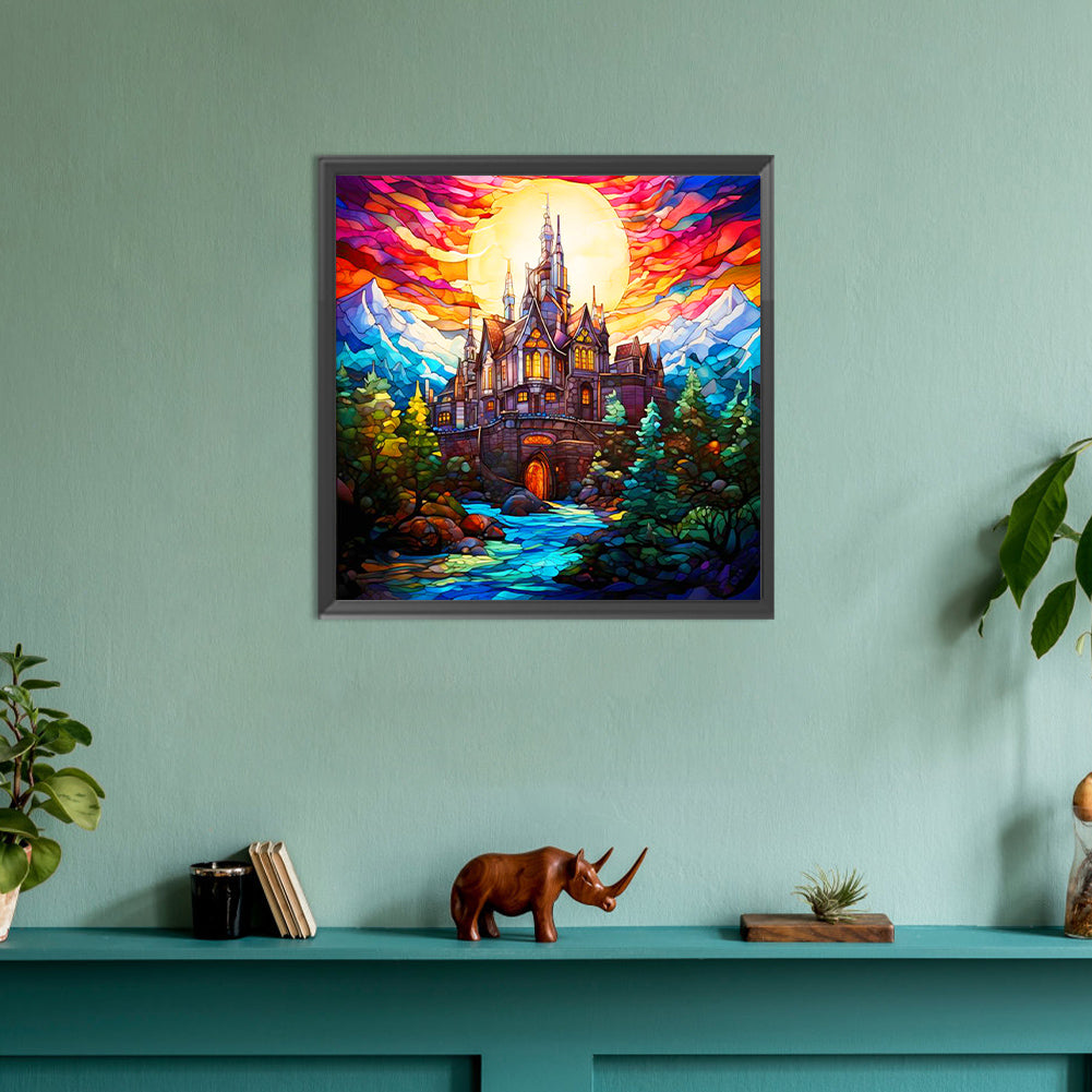 Diamond Painting - Full Round - glass art mountain castle (30*30CM)