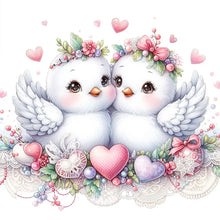Load image into Gallery viewer, Diamond Painting - Full Round - pair of white doves (30*30CM)
