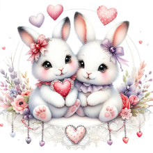 Load image into Gallery viewer, Diamond Painting - Full Round - pair of white rabbits (30*30CM)
