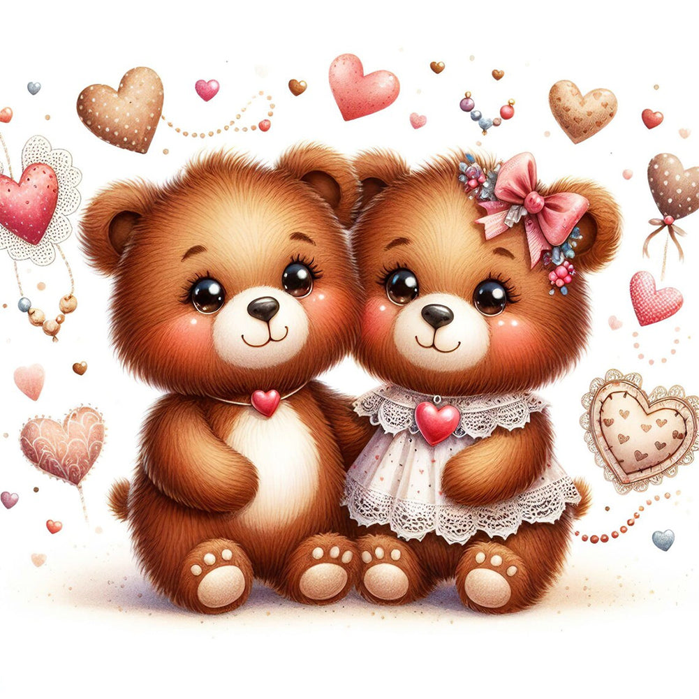 Diamond Painting - Full Round - pair of bears (30*30CM)